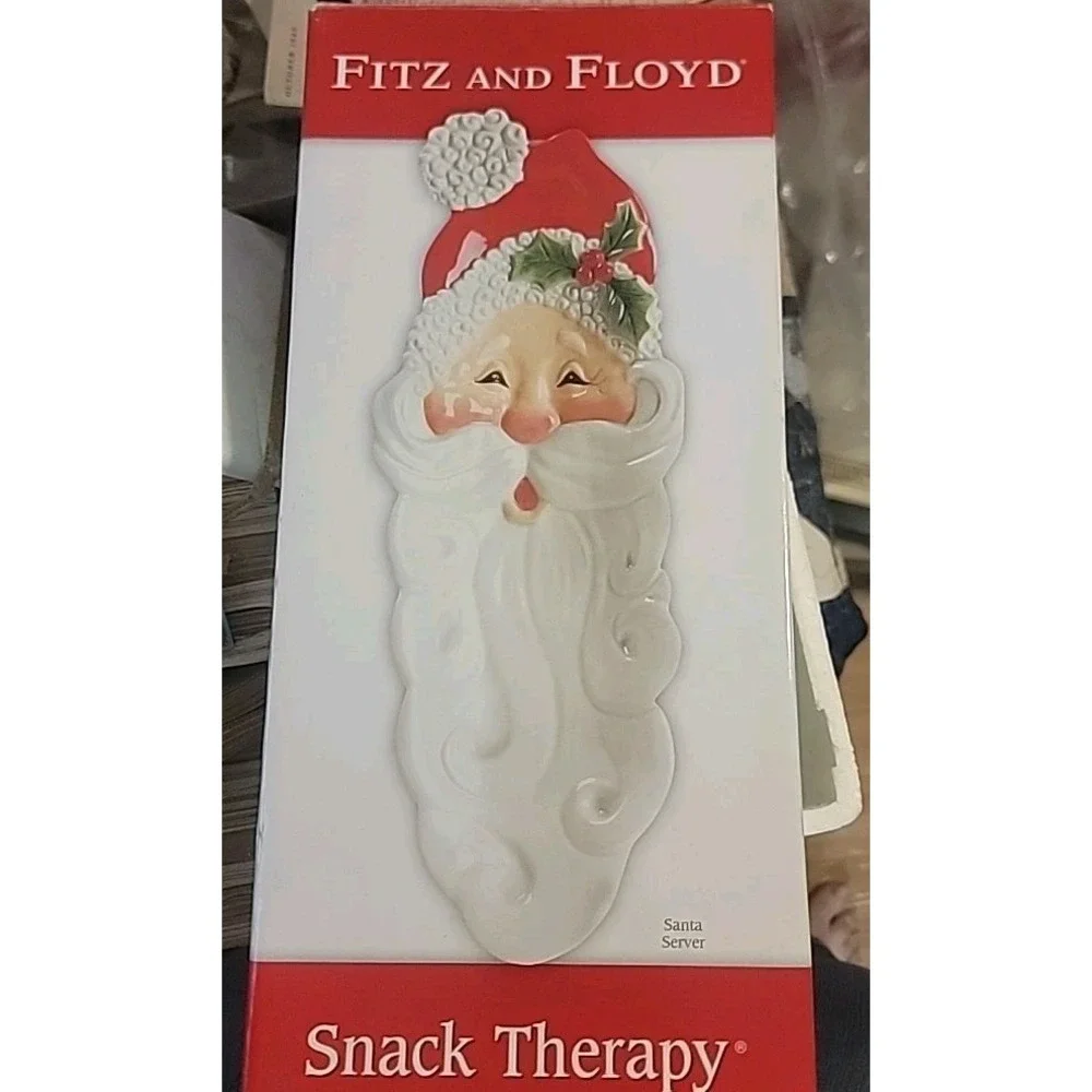 FITZ & FLOYD Santa Claus Snack Therapy 13" Christmas Cookie Serving Tray Decor - Picture 9 of 9